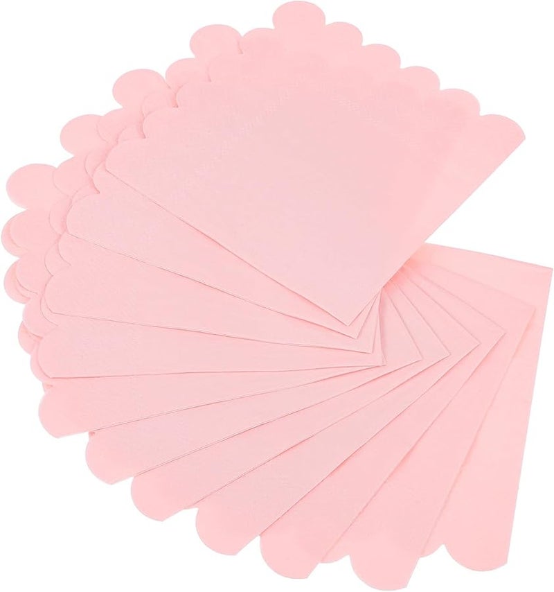 مناديل ورقية قابلة للتخلص ذات حافة متموجة باللون الوردي الفاتح 150 ورقة بالجملة لحفلات الزفاف وأعياد الميلاد - Image 1